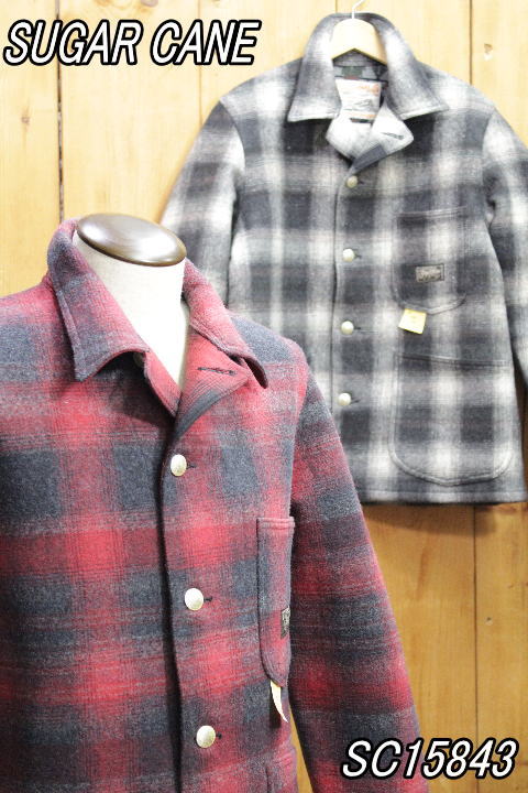 シュガーケーン コットンチェック×ウールジャガードワークコート